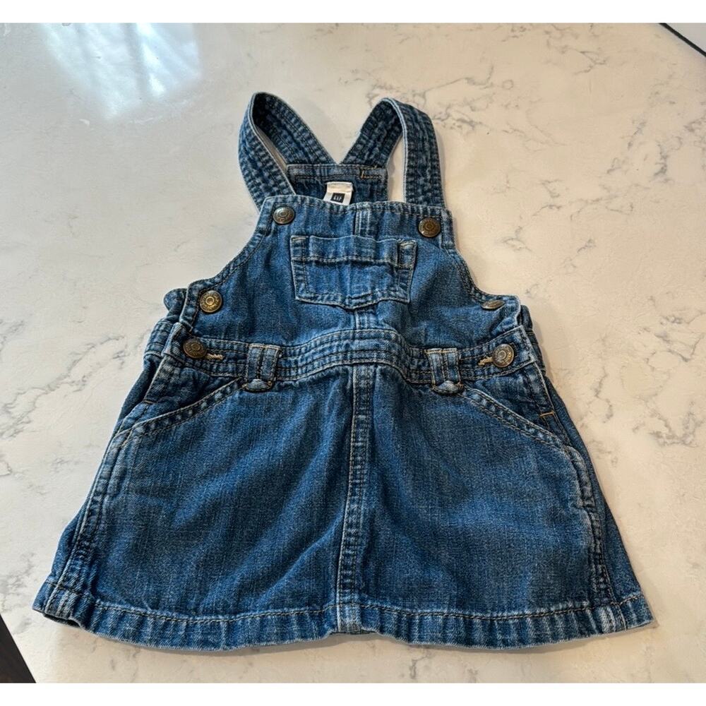 GAP denim overalls dress 6-12 months western girly summer winter